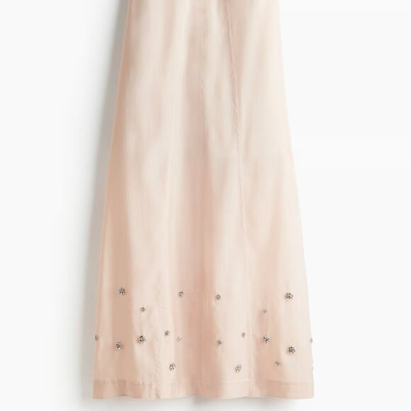 H & M Edition Pale pink Strapless Floral Rhinestone embellished A line Dress - Picture 4 of 5